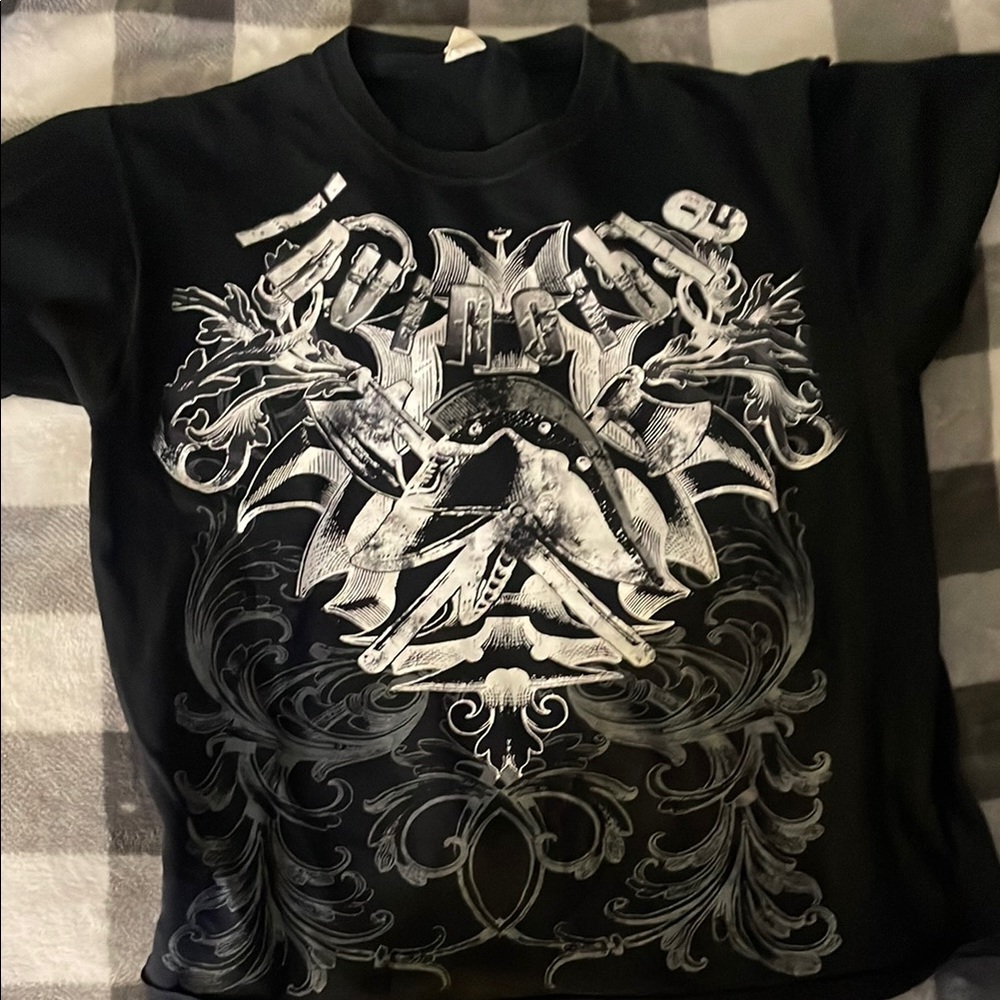Black Graphic Tee with Intricate Design
